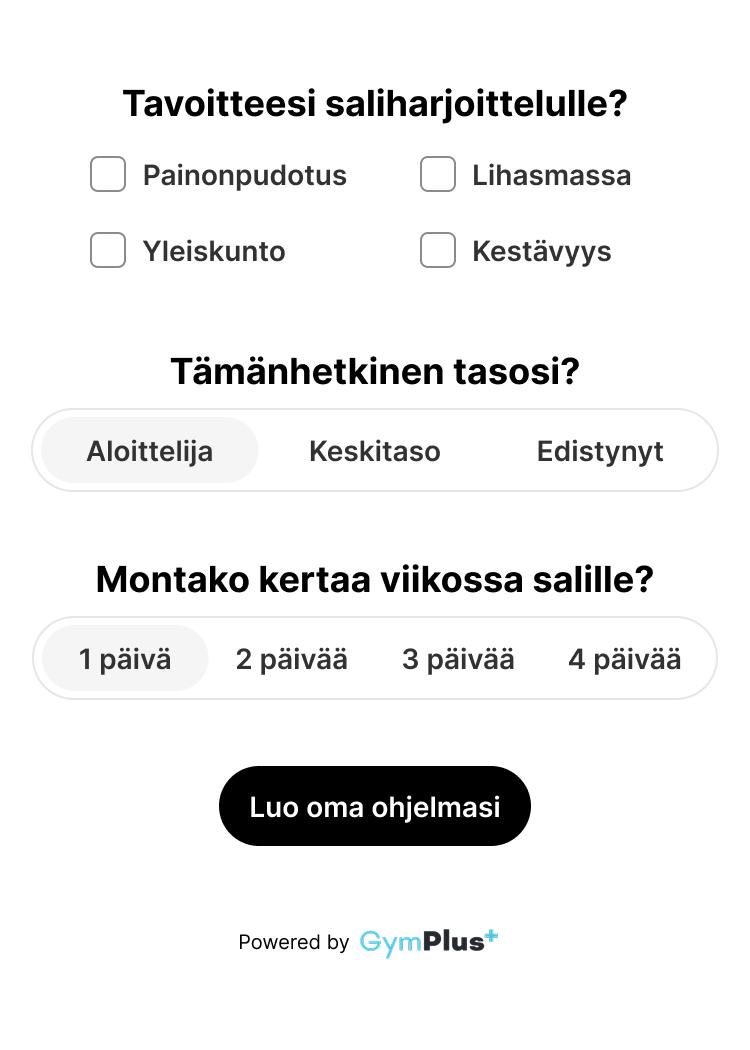 GymPlus Trainer ohjelma