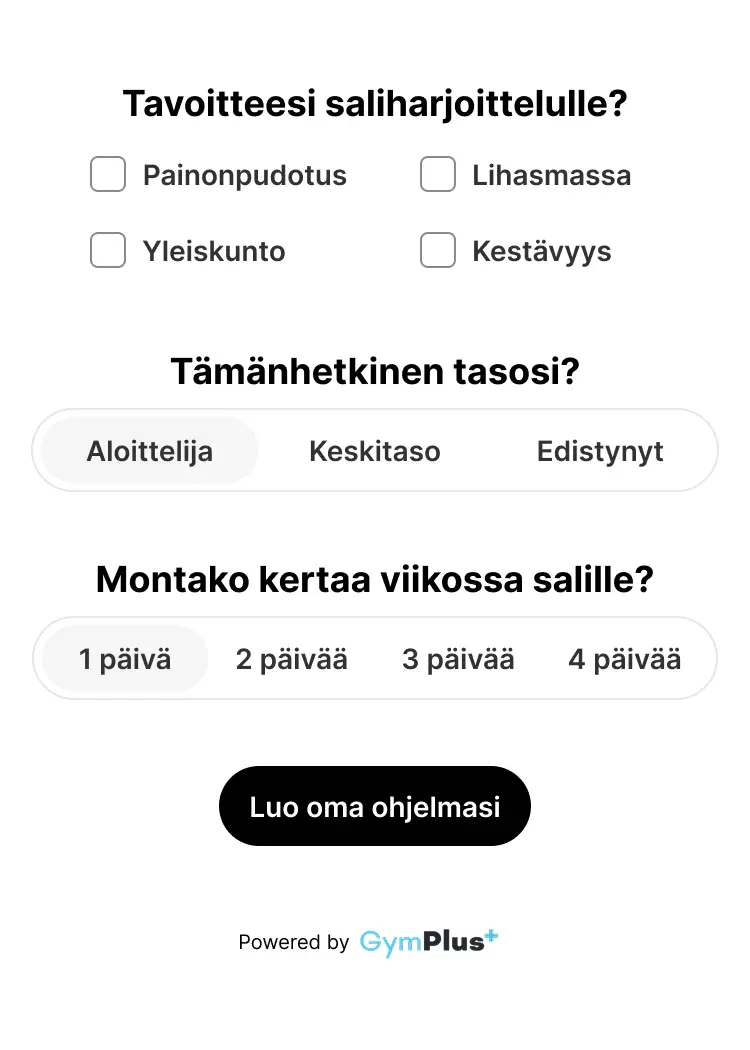 GymPlus Trainer ohjelma
